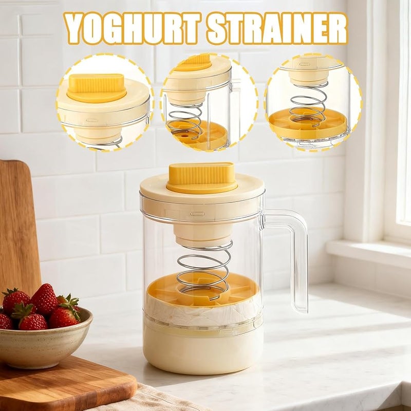 Yellow Cream Cheese Filter Fine Mesh Strainer Foldable Bowl Leak Free Multi Layer Filtration Portable - Image 3